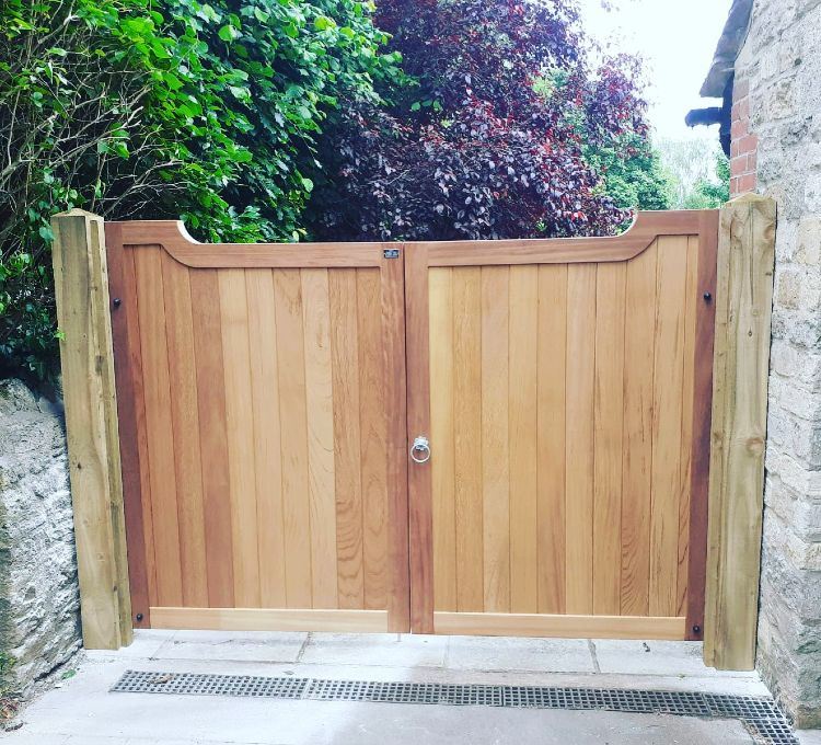 Iroko headwood gates fitted in Botley, Oxford